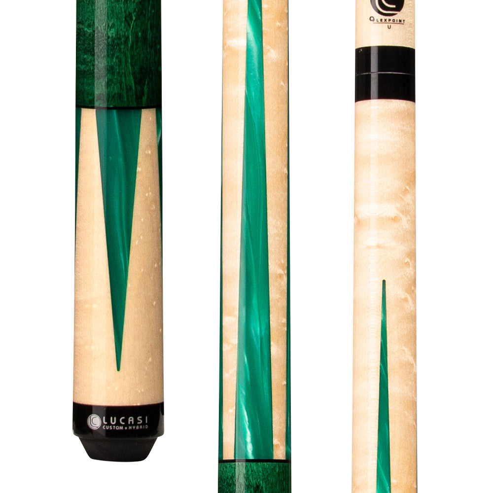 Lucasi Custom Emerald Stained & Natural Super Birdseye Wrapless Cue ...