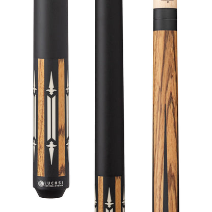 Lucasi Custom Matte Zebrawood & Black/White Inlays Wrapless Cue - photo 1