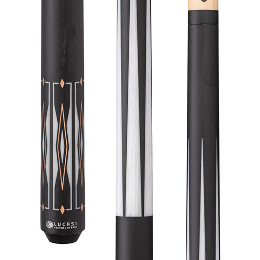 Lucasi Hybrid Matte Charcoal/Imitation Bone & Rose Gold Inlays Cue with Black Wrapless Handle - photo 1
