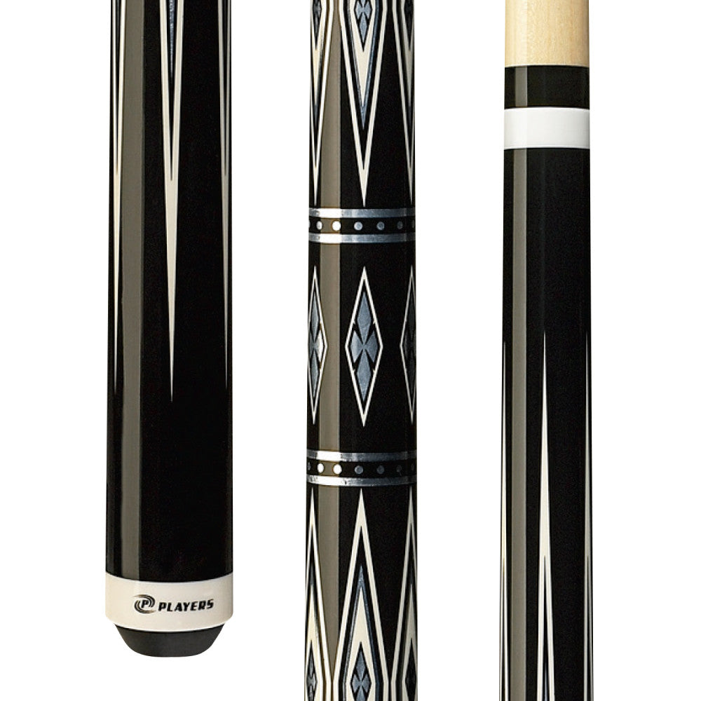 Players Black with Silver Diamonds Wrapless Cue - photo 1