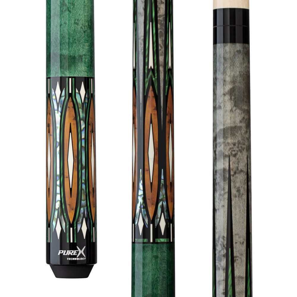 Pure X Green & Grey Stain Maple with Malachite/Thuya Burl Wrapless Cue - photo 1